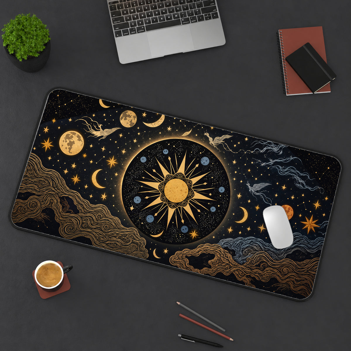 Celestial Sun and Moon Desk Mat — product mockup 3