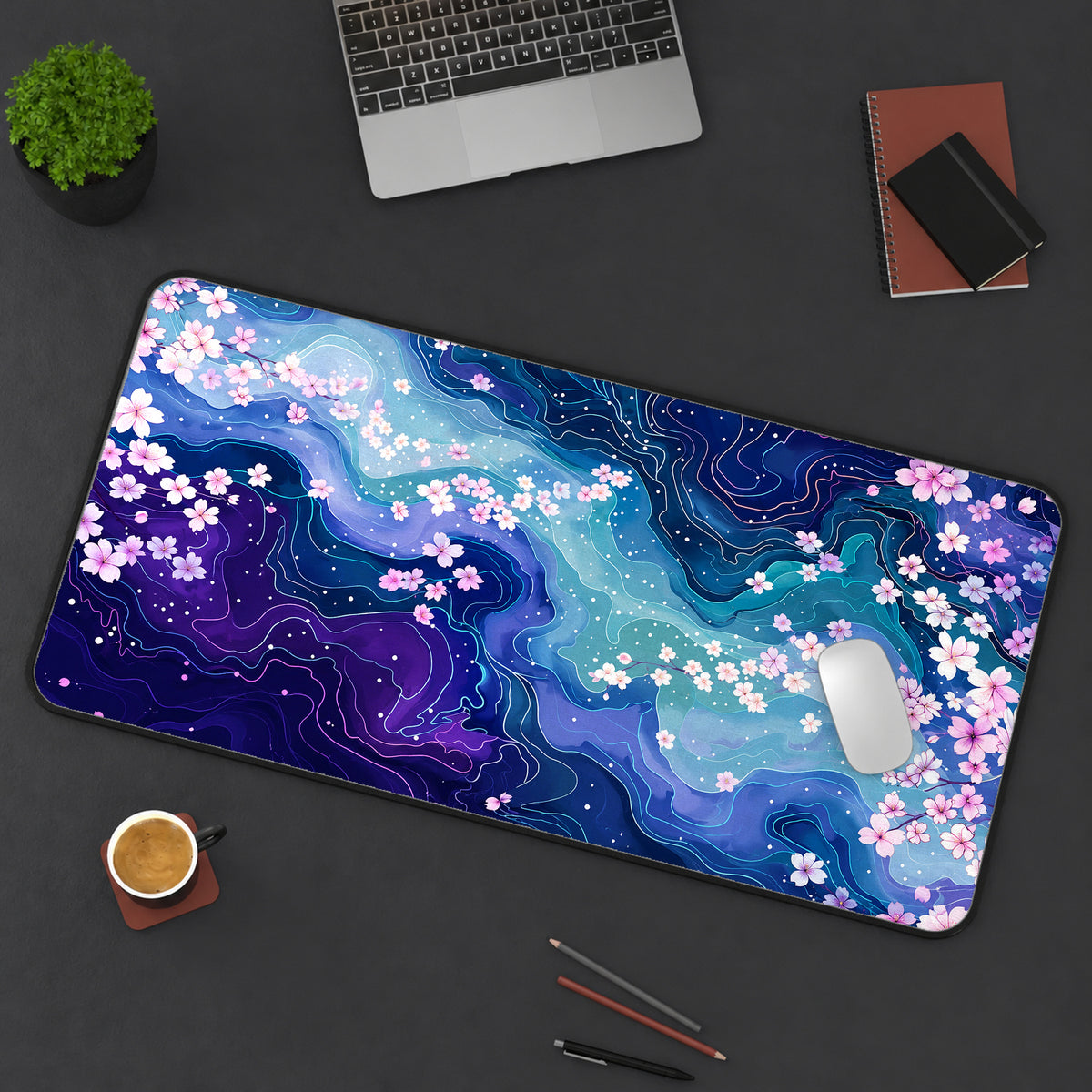 Sakura Contour Streams Desk Mat — product mockup 3