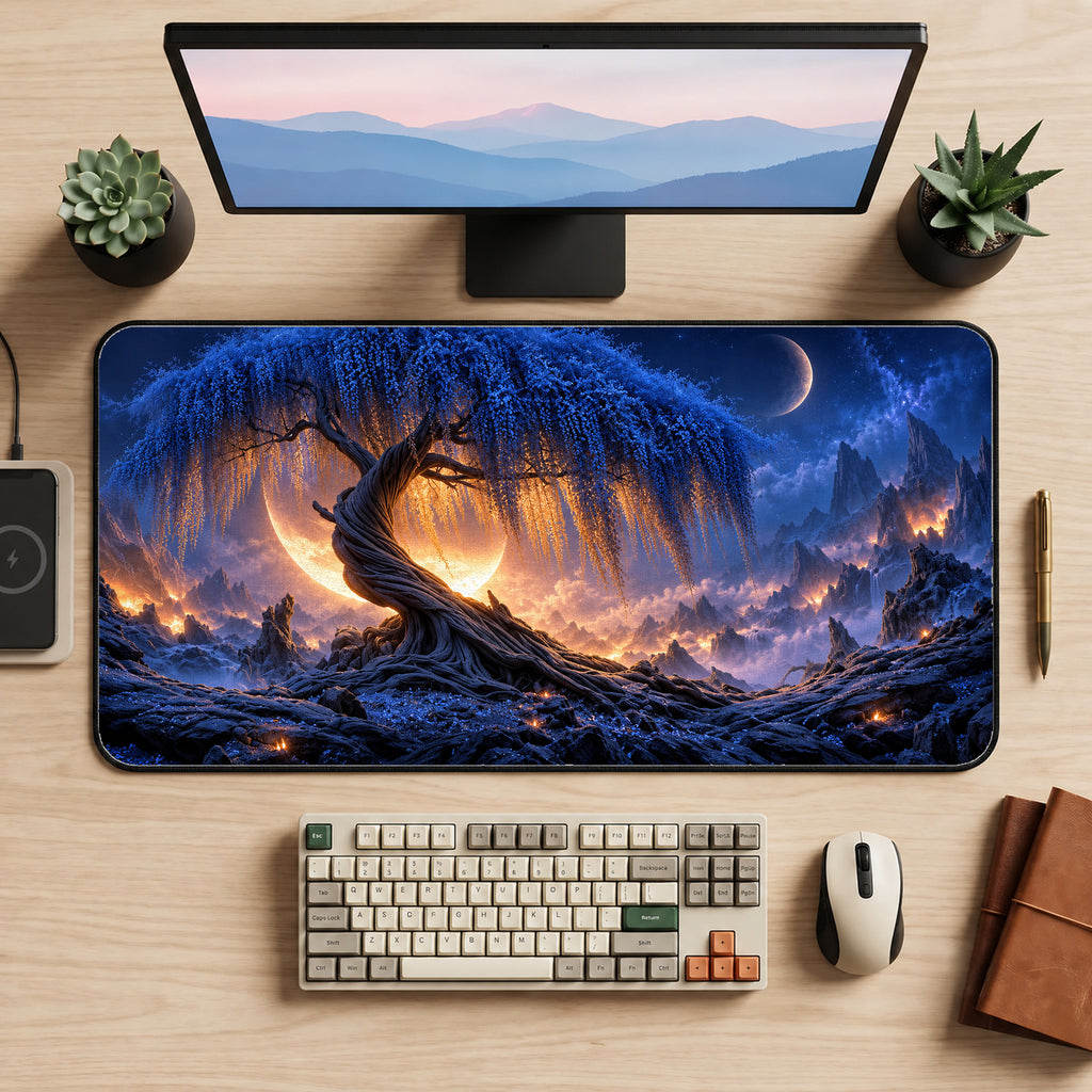 Blue Wisteria Fantasy Desk Mat — product mockup 2