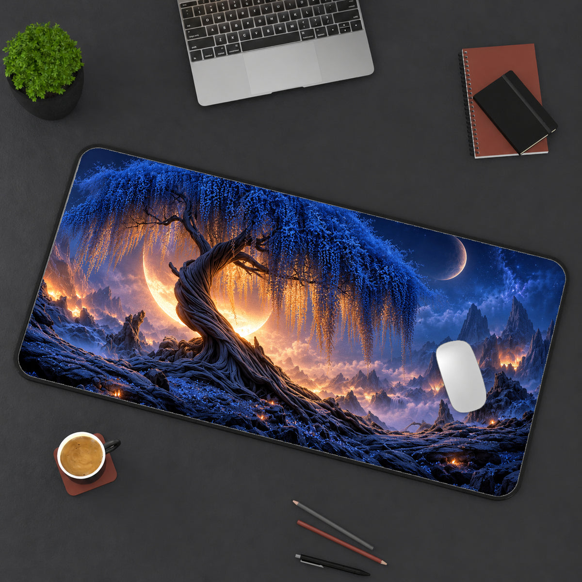 Blue Wisteria Fantasy Desk Mat — product mockup 3