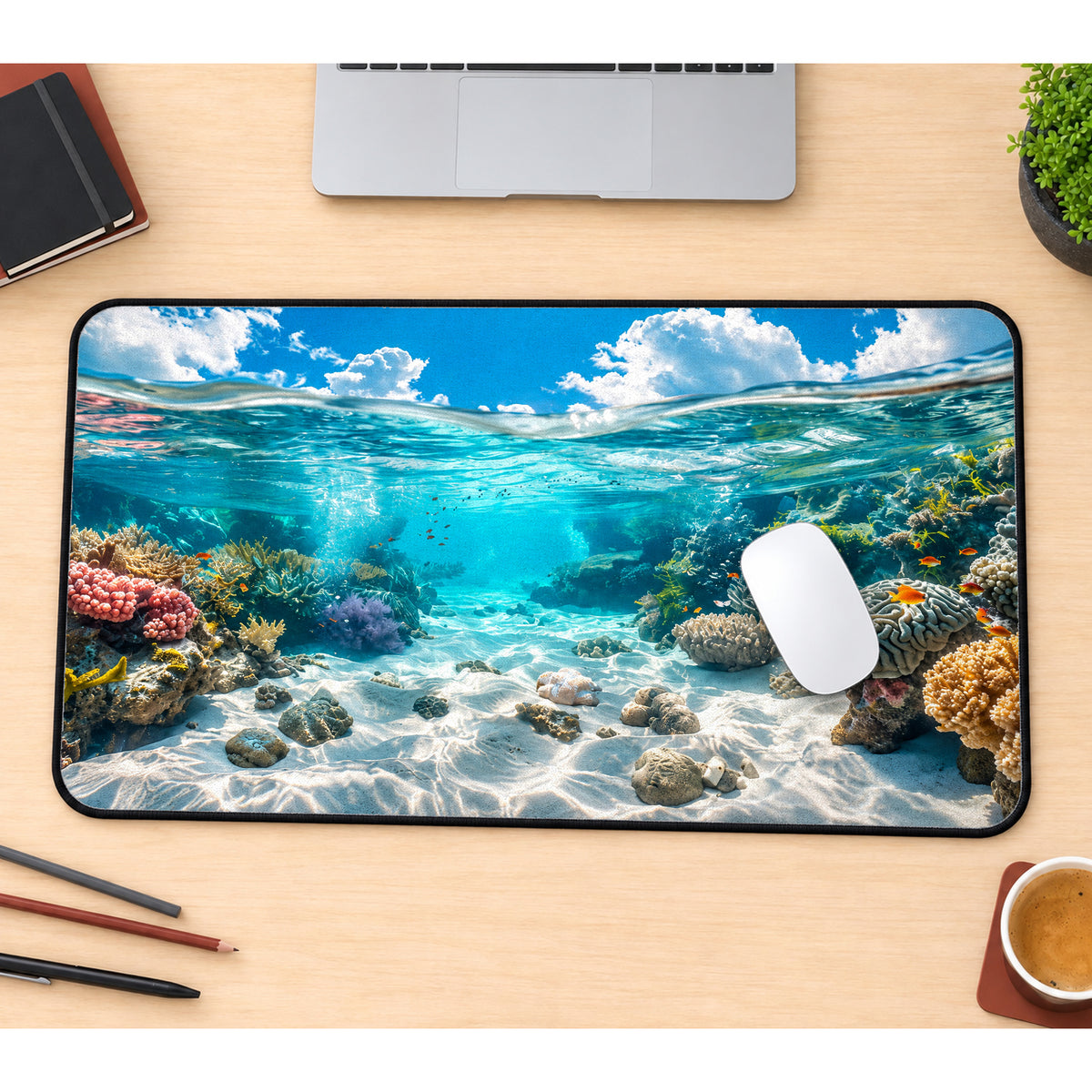Underwater Coral Reef Desk Mat — product mockup 1