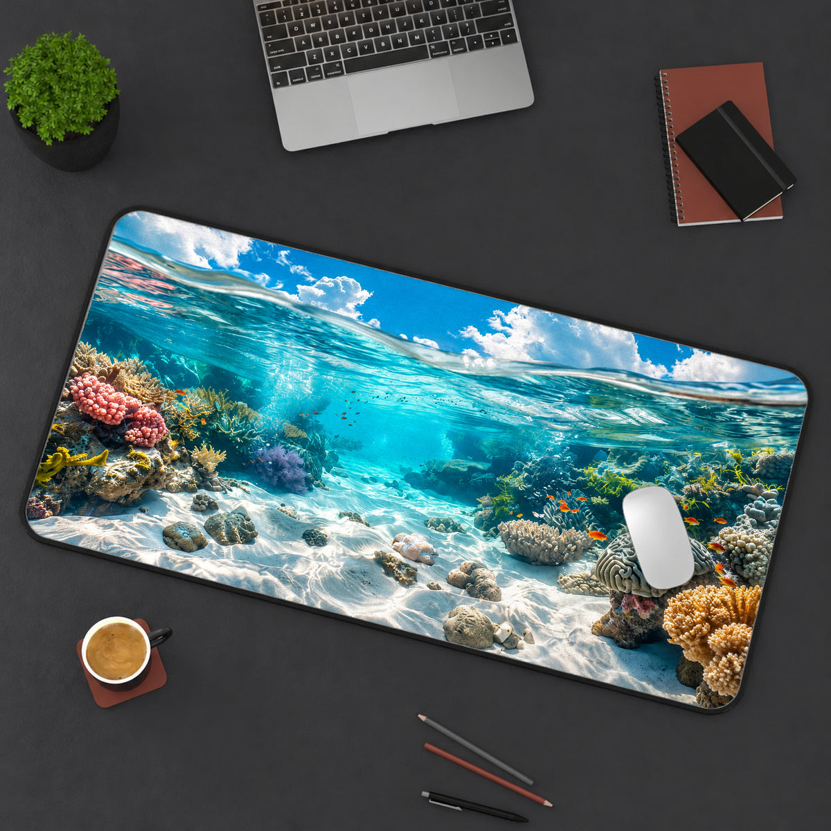 Underwater Coral Reef Desk Mat — product mockup 3