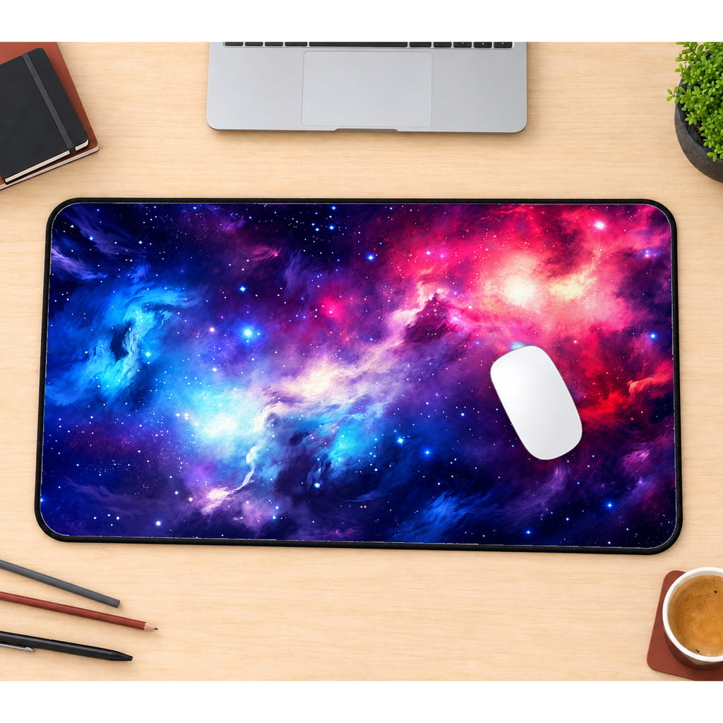 Blue and Pink Nebula Desk Mat — product mockup 1
