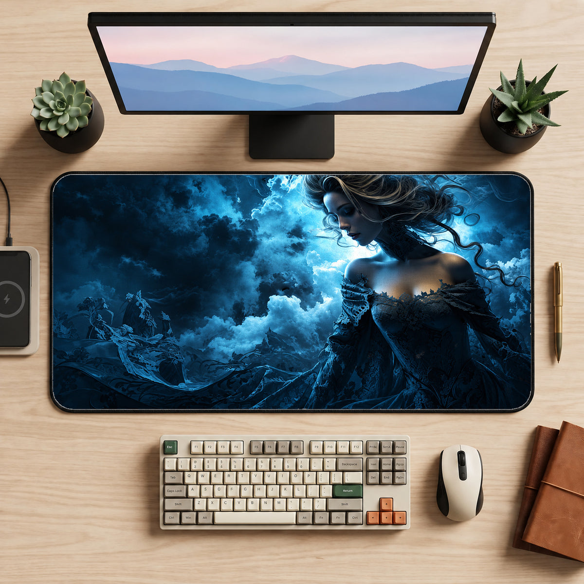 Moonlit Ocean Dream Desk Mat — product mockup 2