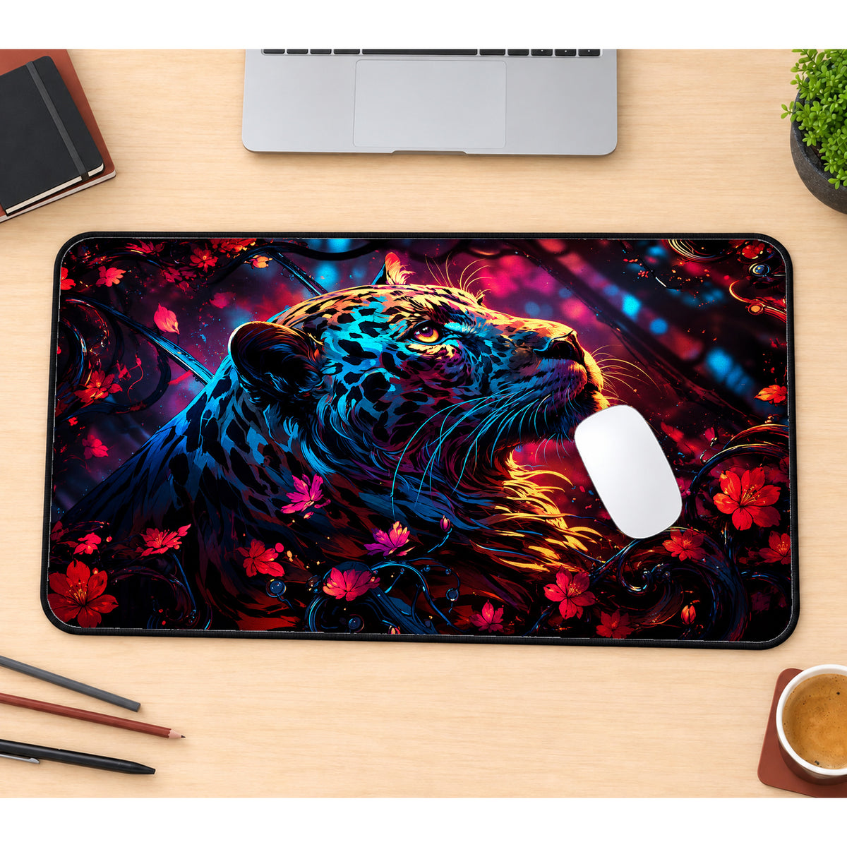 Colorful Leopard Desk Mat — product mockup 1