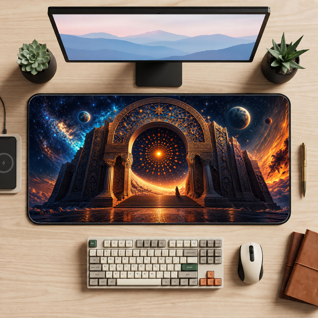 Cosmic Babylon Portal Desk Mat — product mockup 2