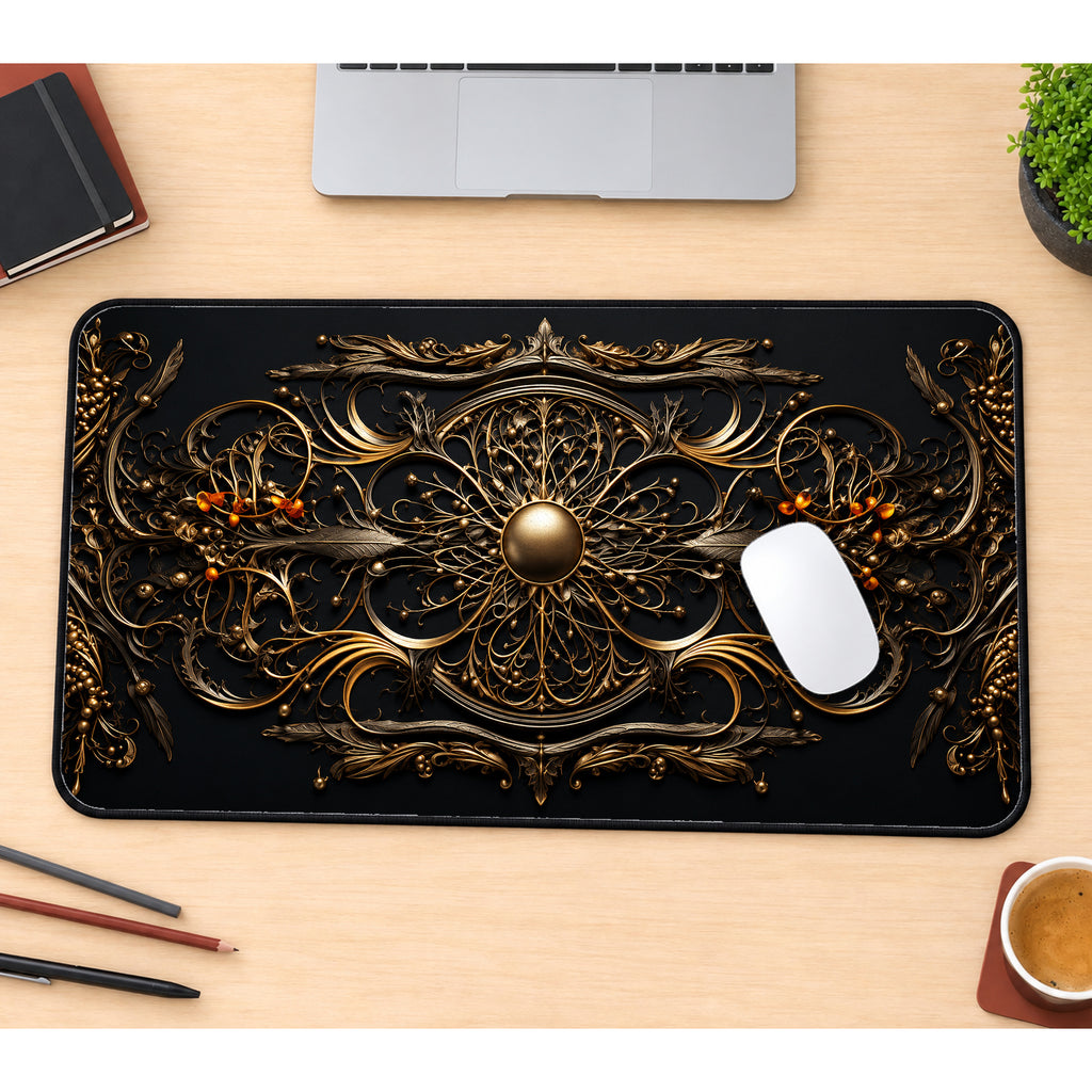 Ornate Black and Gold Desk Mat — product mockup 1
