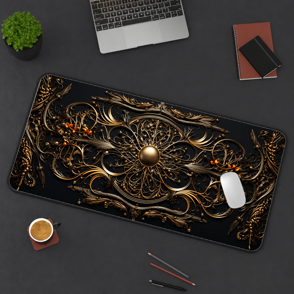 Ornate Black and Gold Desk Mat — product mockup 3