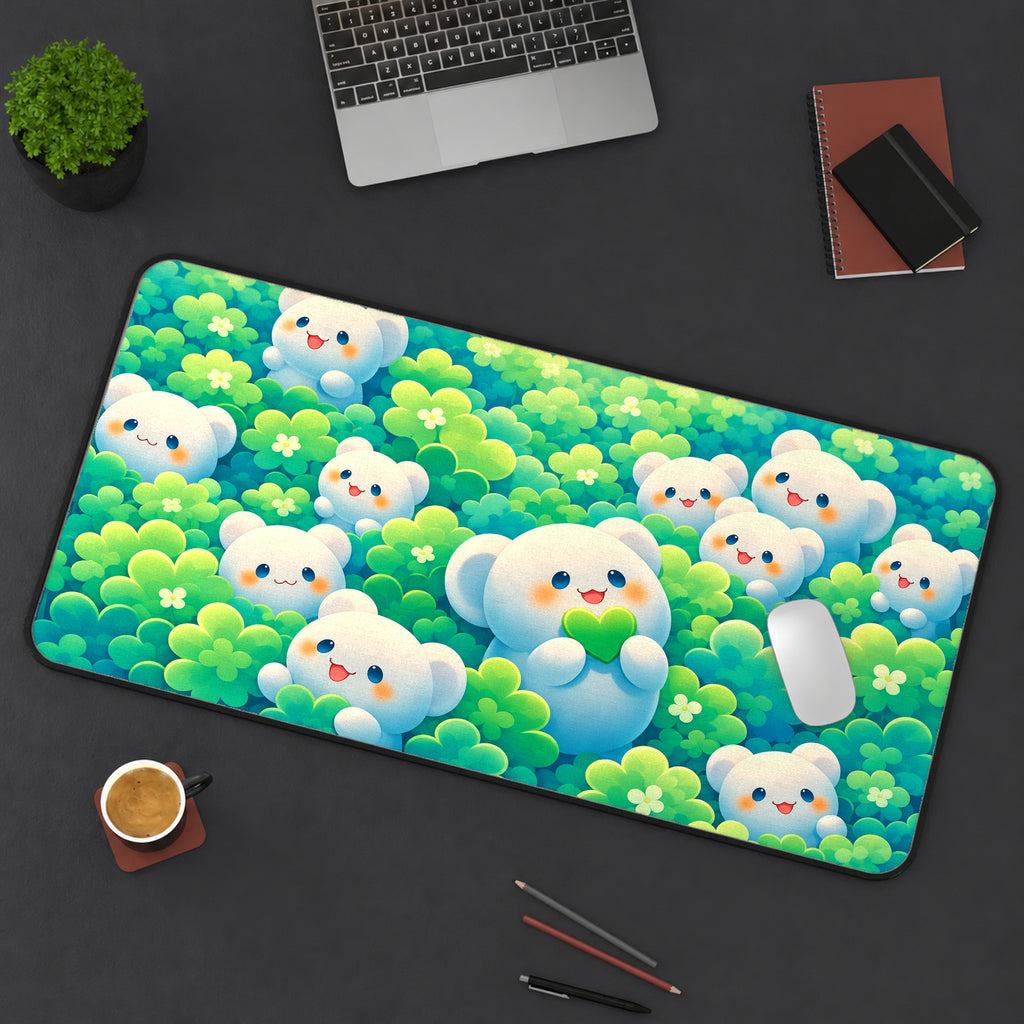 Kawaii Bears and Clover Desk Mat — product mockup 3