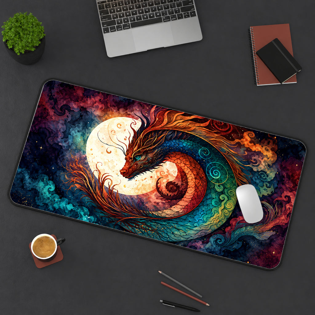 Fantasy Dragon and Moon Desk Mat — product mockup 3
