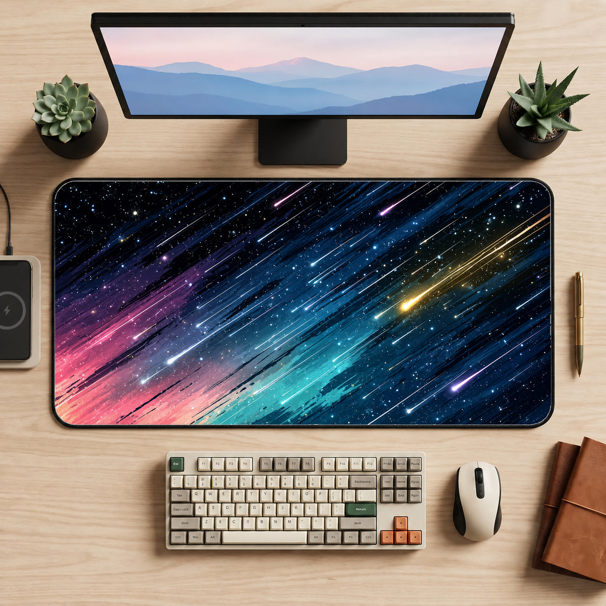 Cosmic Meteor Shower Desk Mat — product mockup 2