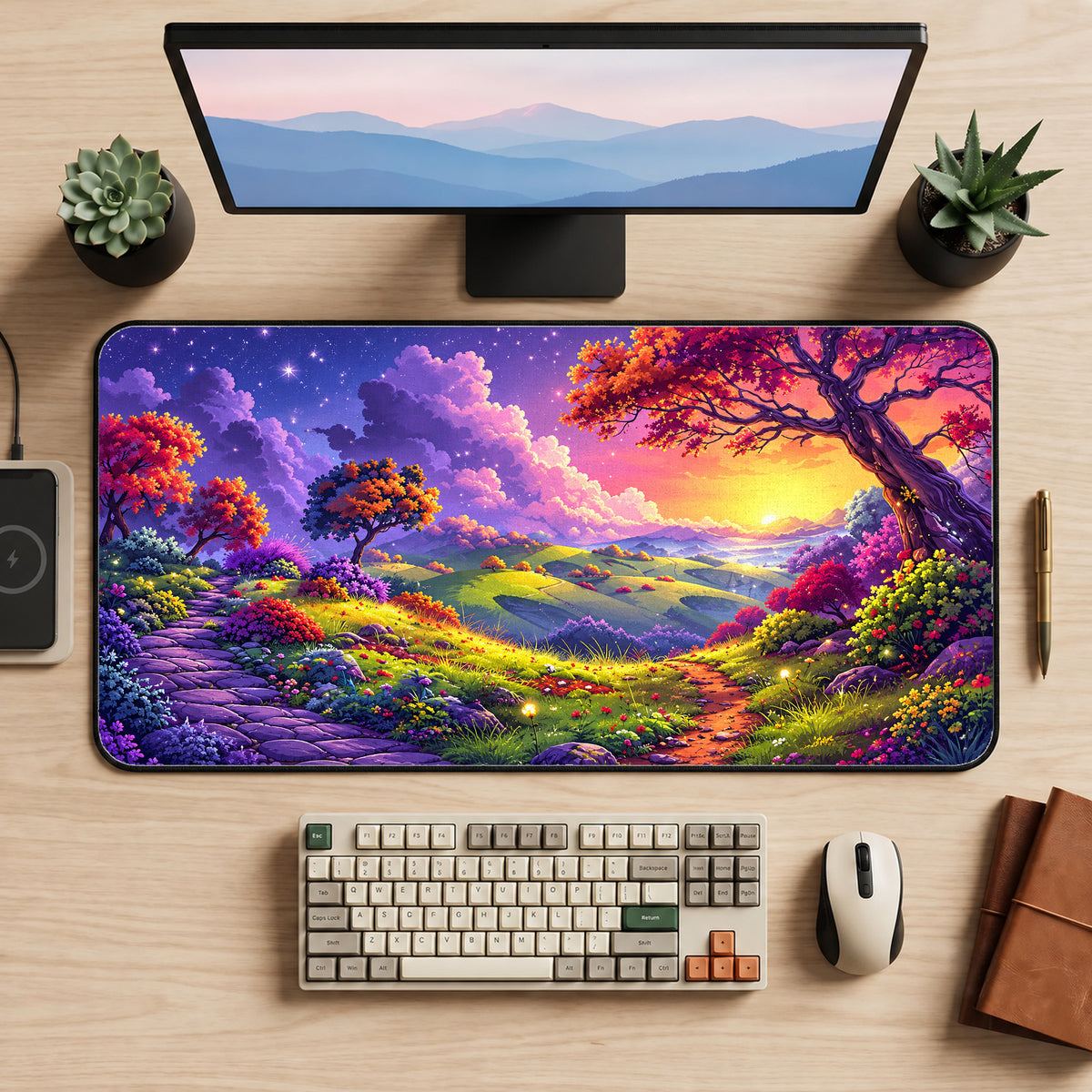 Colorful Sunrise Pathway Desk Mat — product mockup 2