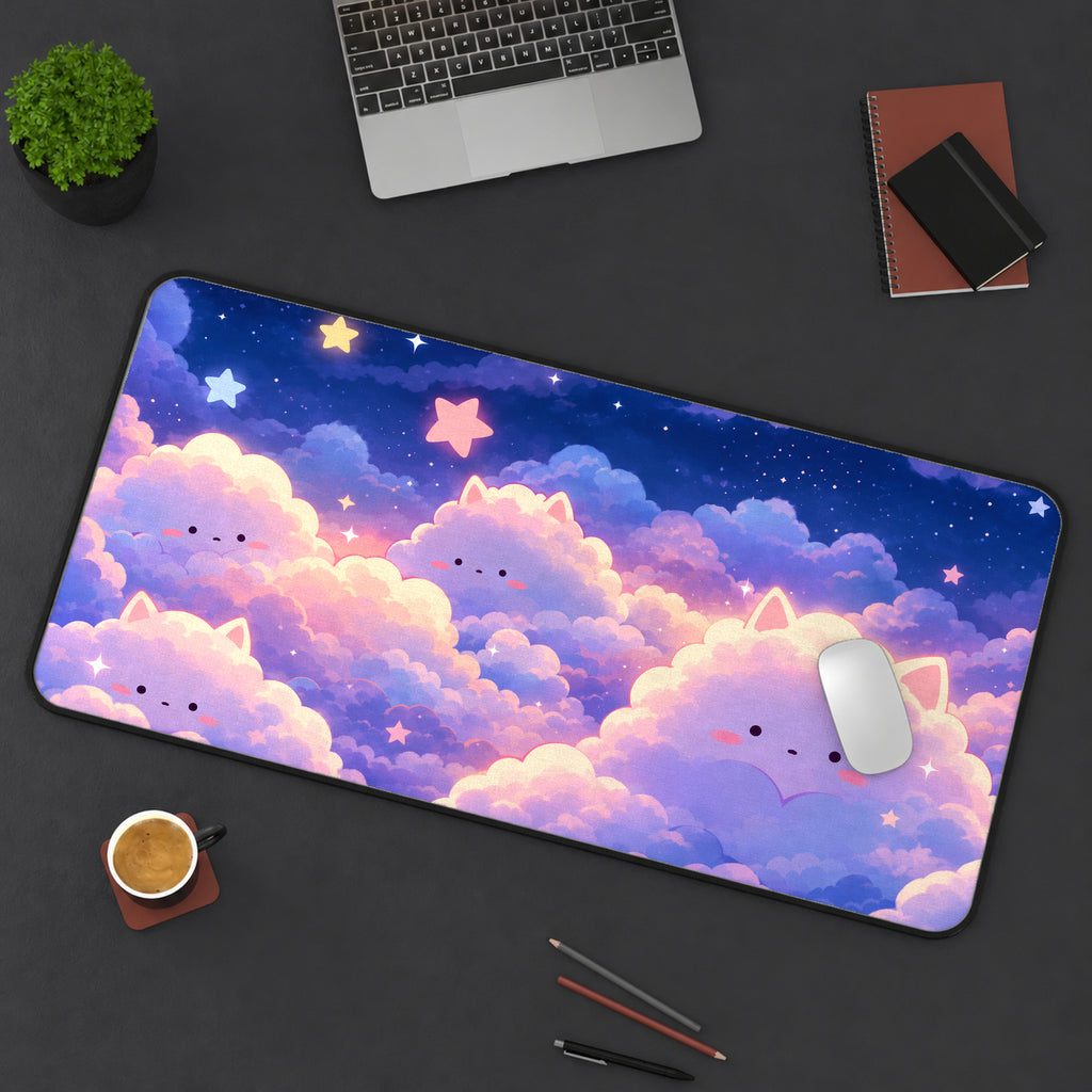 Pastel Cloud Cats Desk Mat — product mockup 3