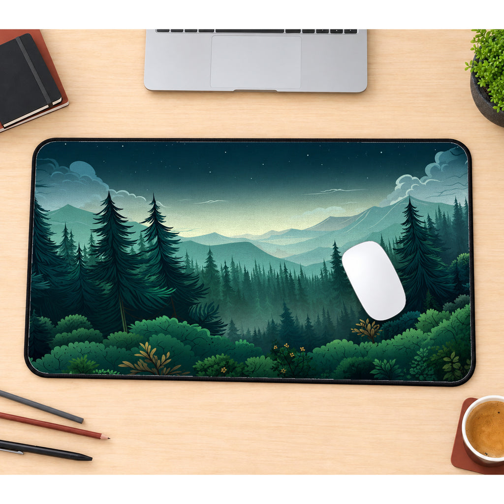 Green Mountain Forest Desk Mat — product mockup 1