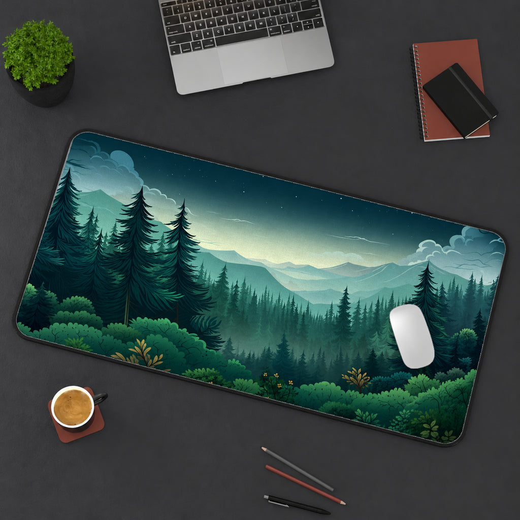 Green Mountain Forest Desk Mat — product mockup 3