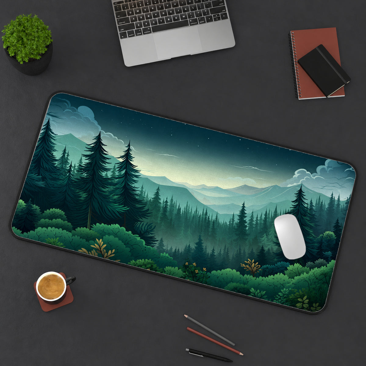 Green Mountain Forest Desk Mat — product mockup 3