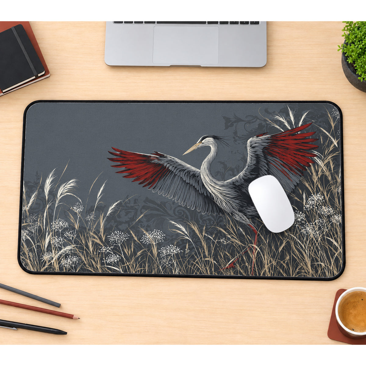 Moonlit Crane Desk Mat — product mockup 1