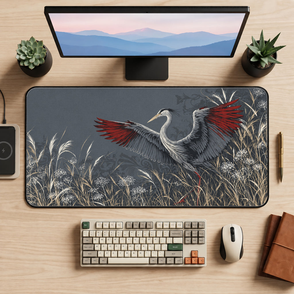 Moonlit Crane Desk Mat — product mockup 2