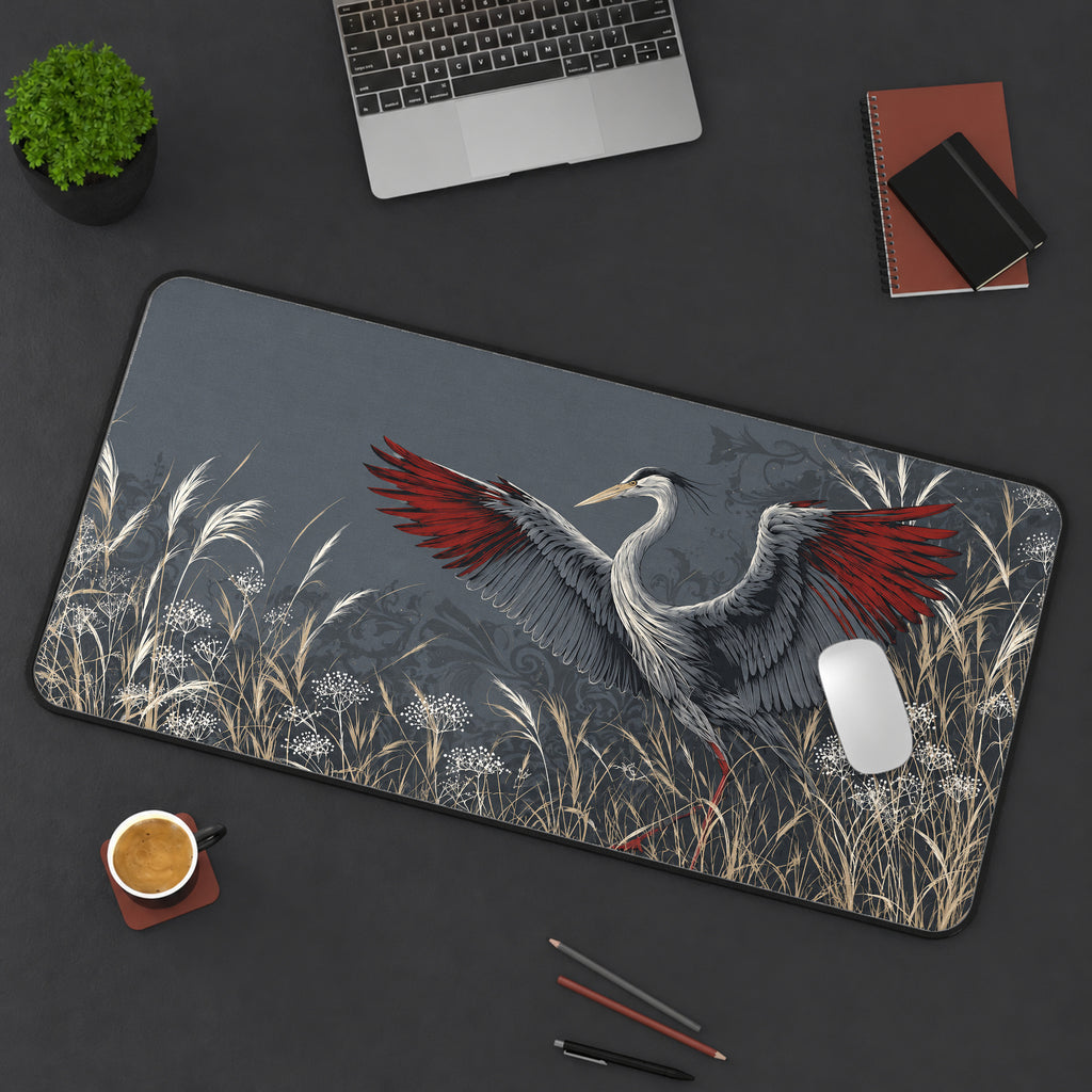 Moonlit Crane Desk Mat — product mockup 3