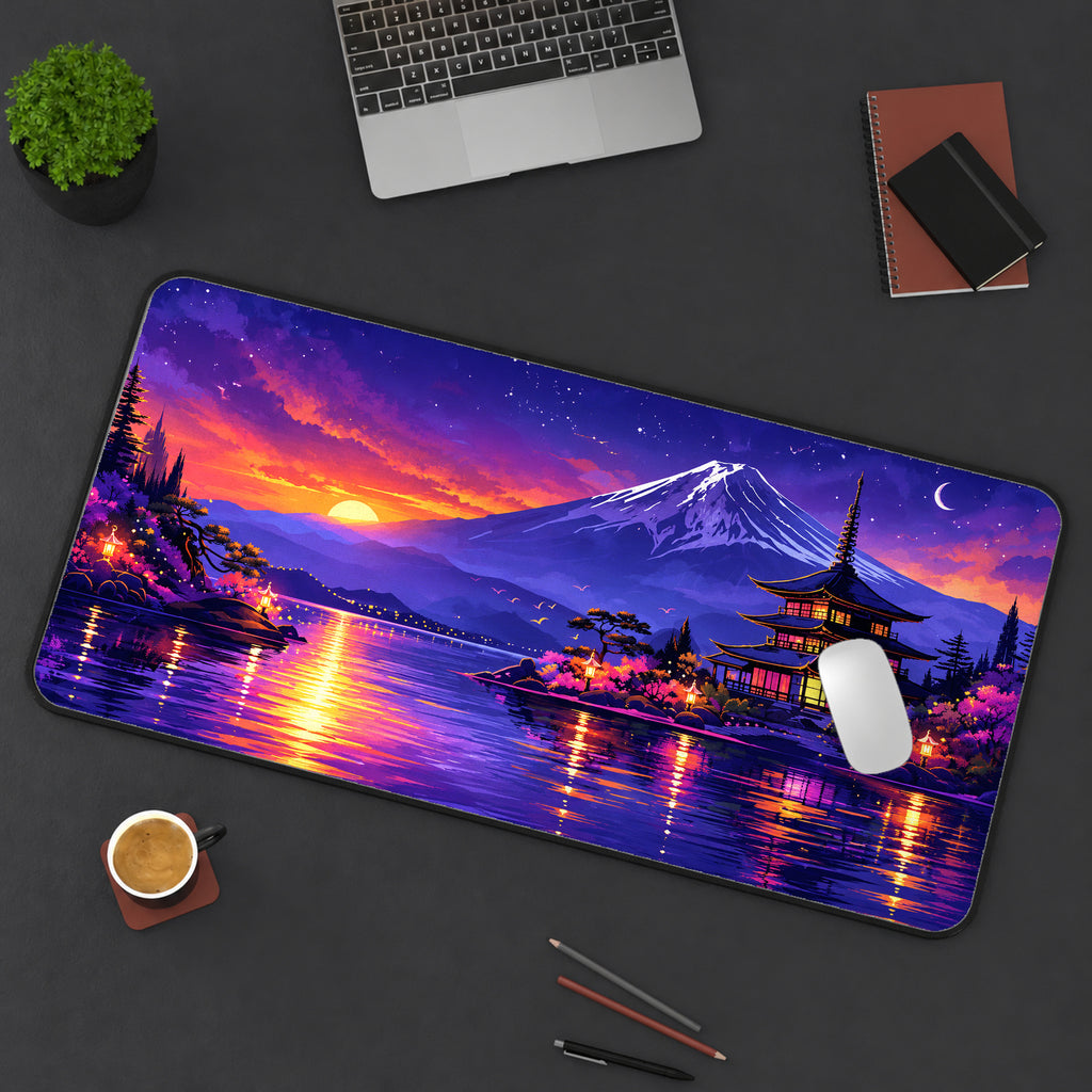 Mount Fuji Sunset Lake Desk Mat — product mockup 3