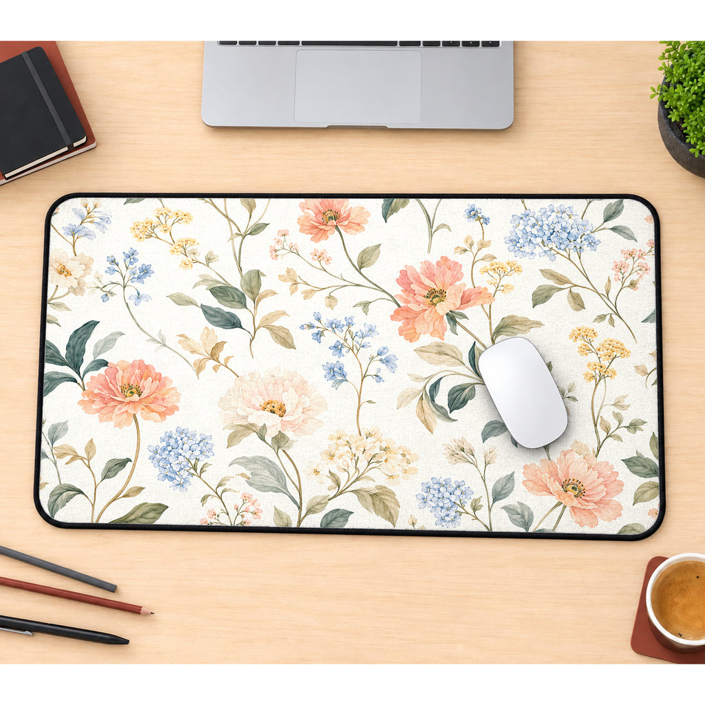 Light Watercolor Botanicals Desk Mat — product mockup 1