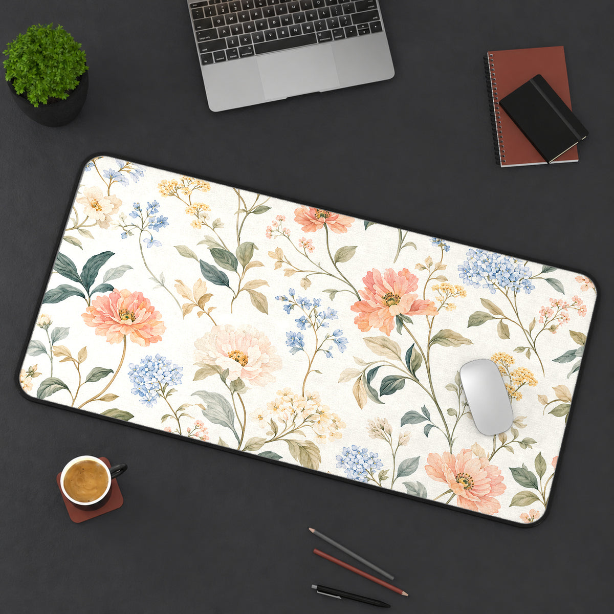 Light Watercolor Botanicals Desk Mat — product mockup 3