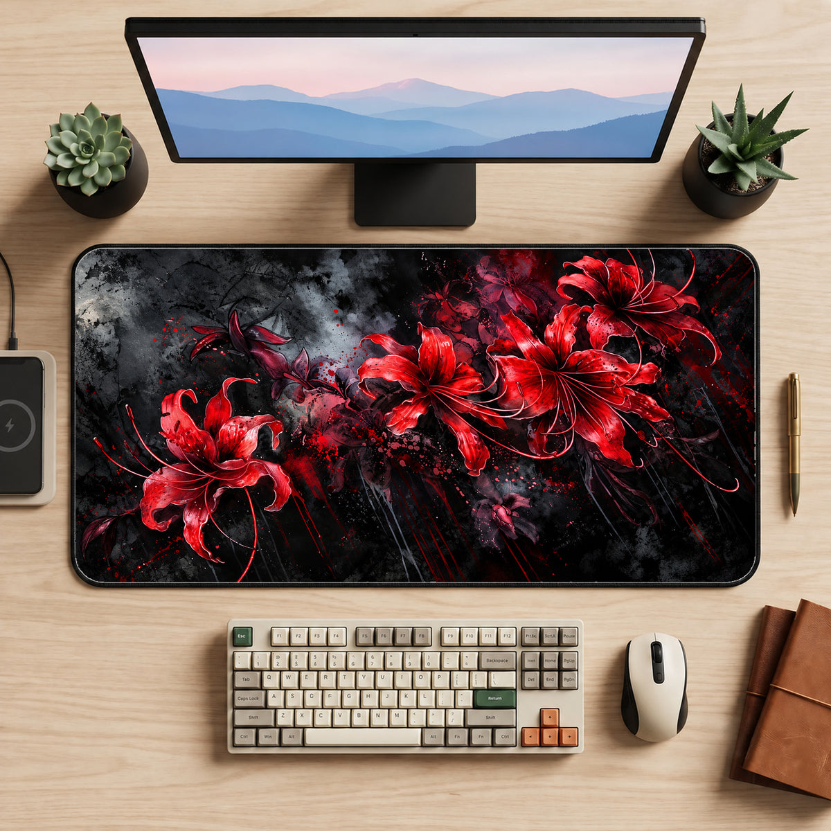 Red Spider Lilies Desk Mat — product mockup 2