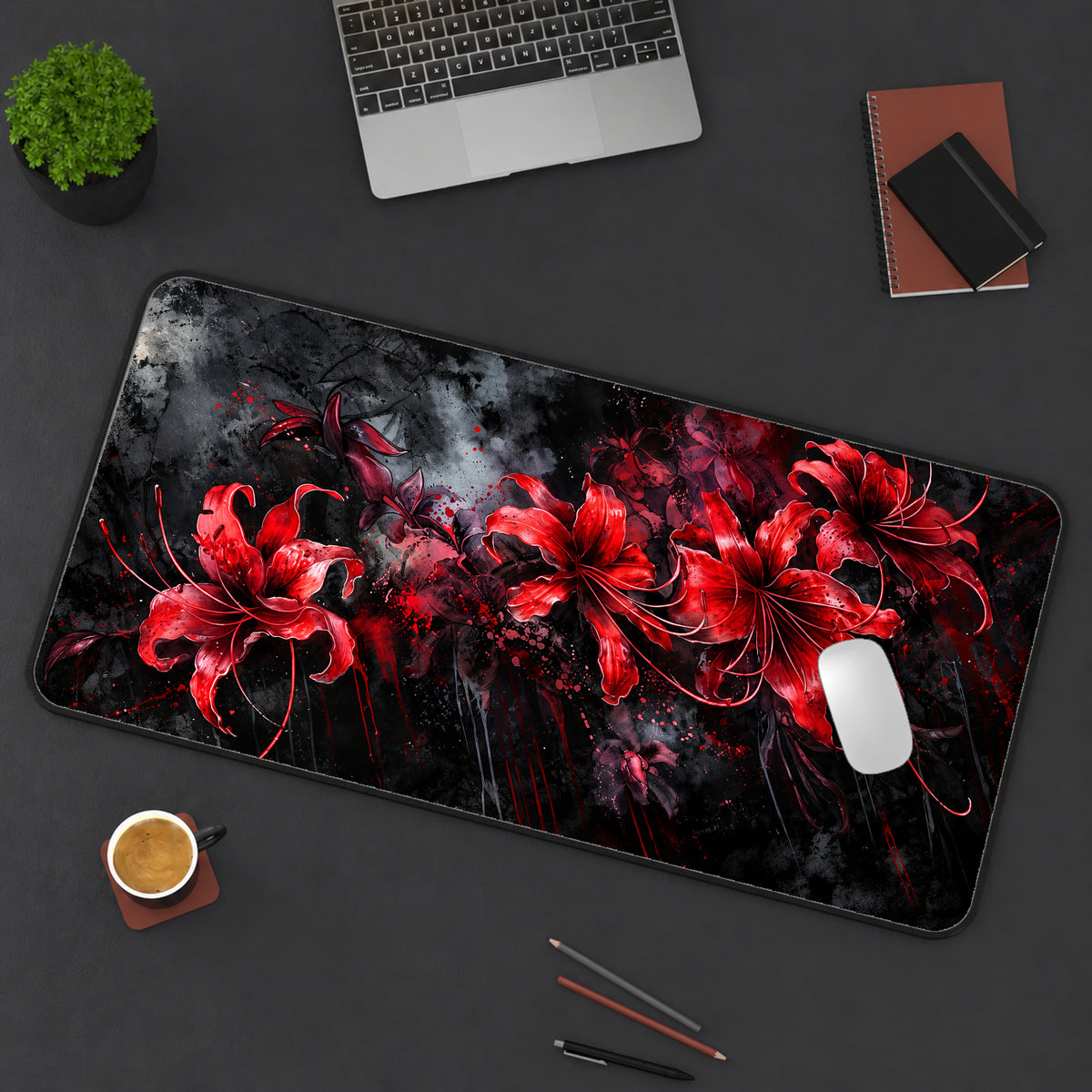 Red Spider Lilies Desk Mat — product mockup 3