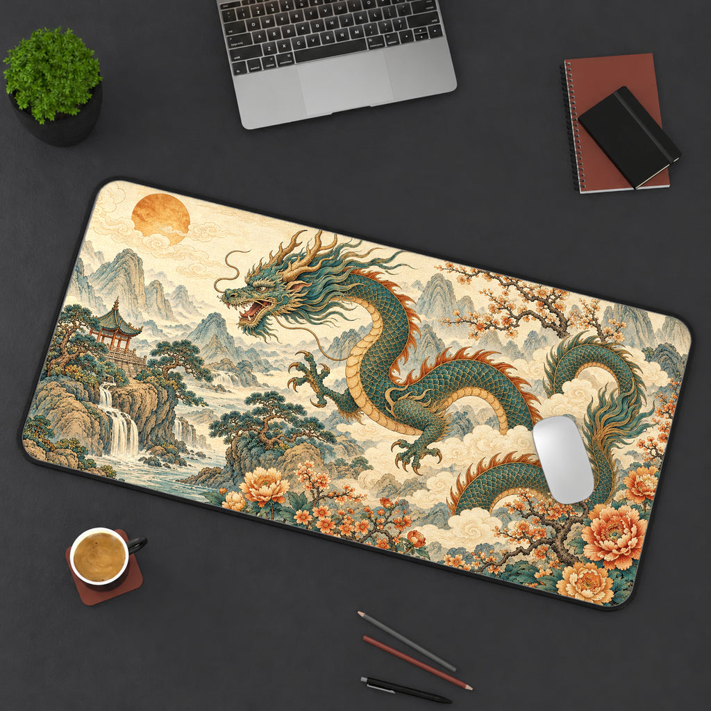Vintage Chinese Dragon Desk Mat — product mockup 3