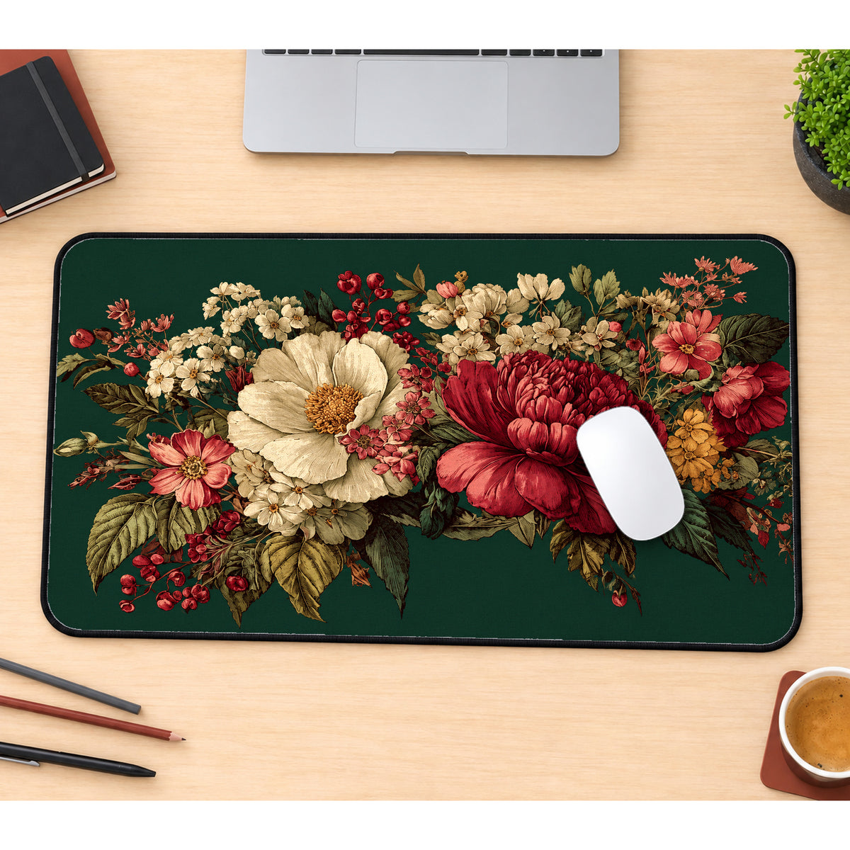 Victorian Botanical Bouquet Desk Mat — product mockup 1