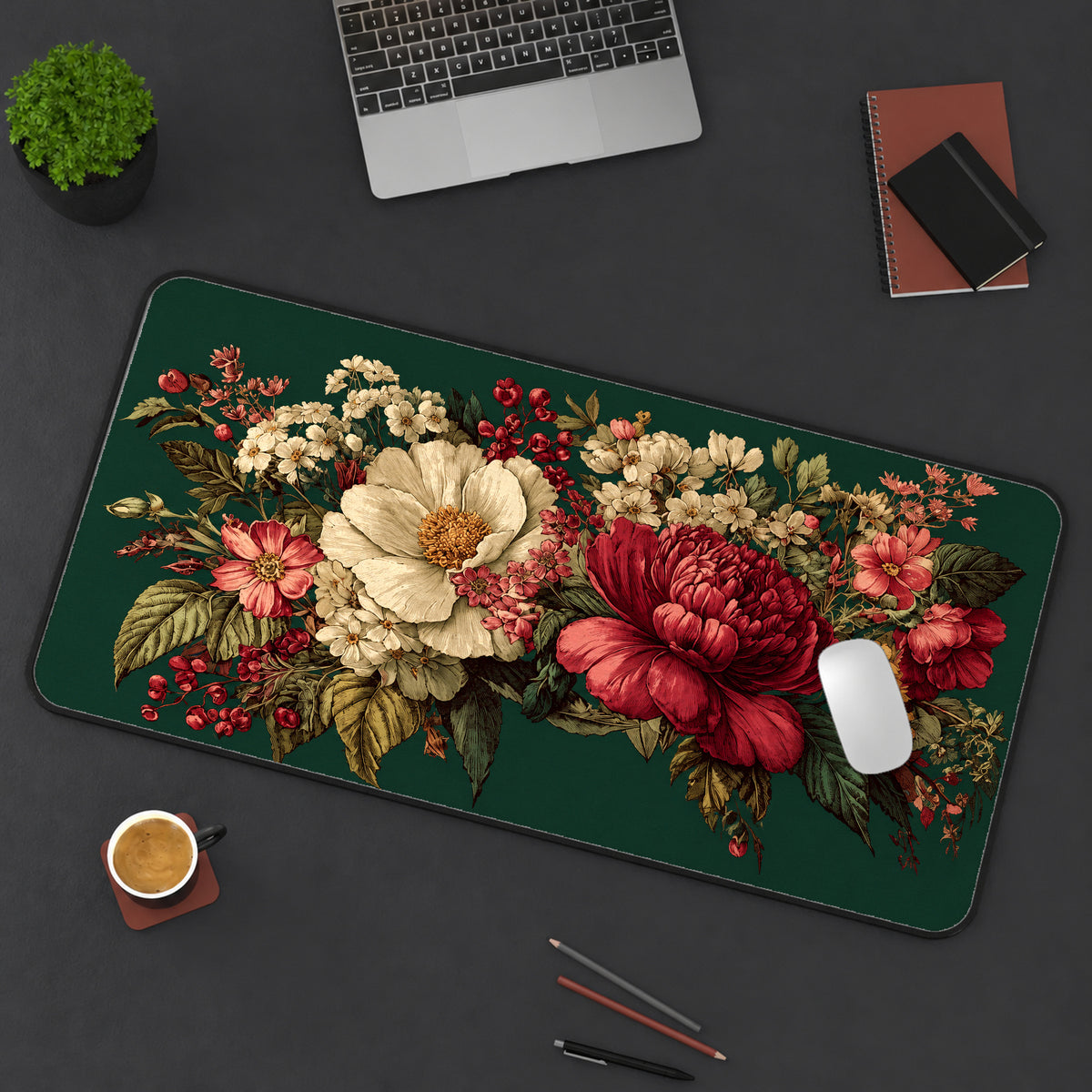 Victorian Botanical Bouquet Desk Mat — product mockup 3