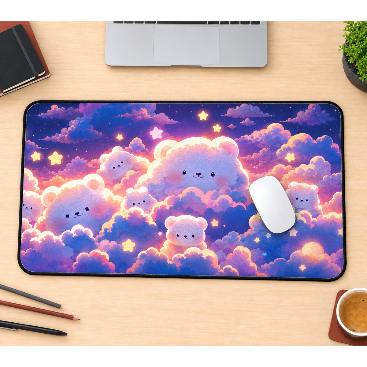 Pastel Cloud Friends Desk Mat — product mockup 1