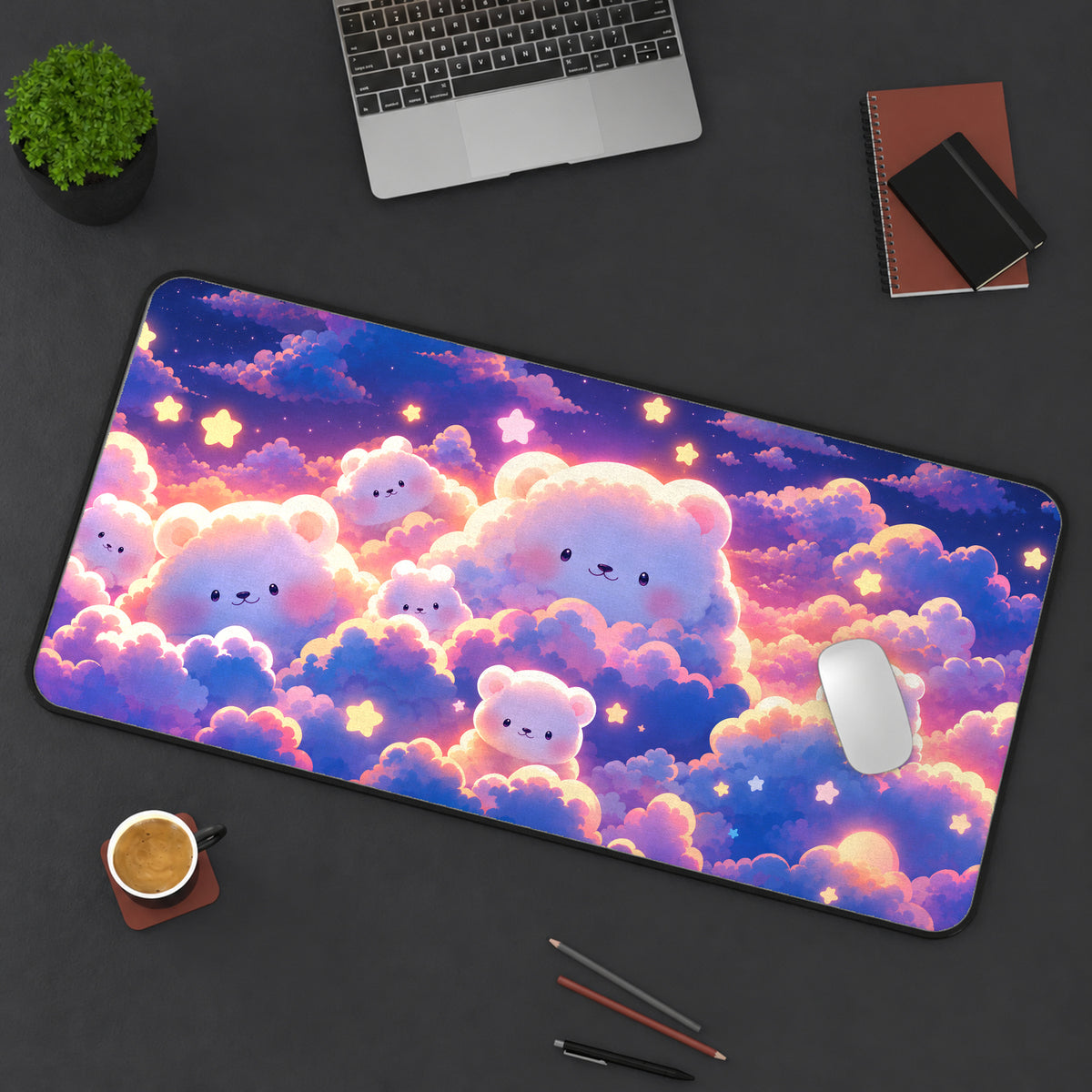 Pastel Cloud Friends Desk Mat — product mockup 3