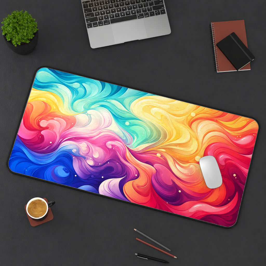 Pastel Rainbow Swirls Desk Mat — product mockup 3