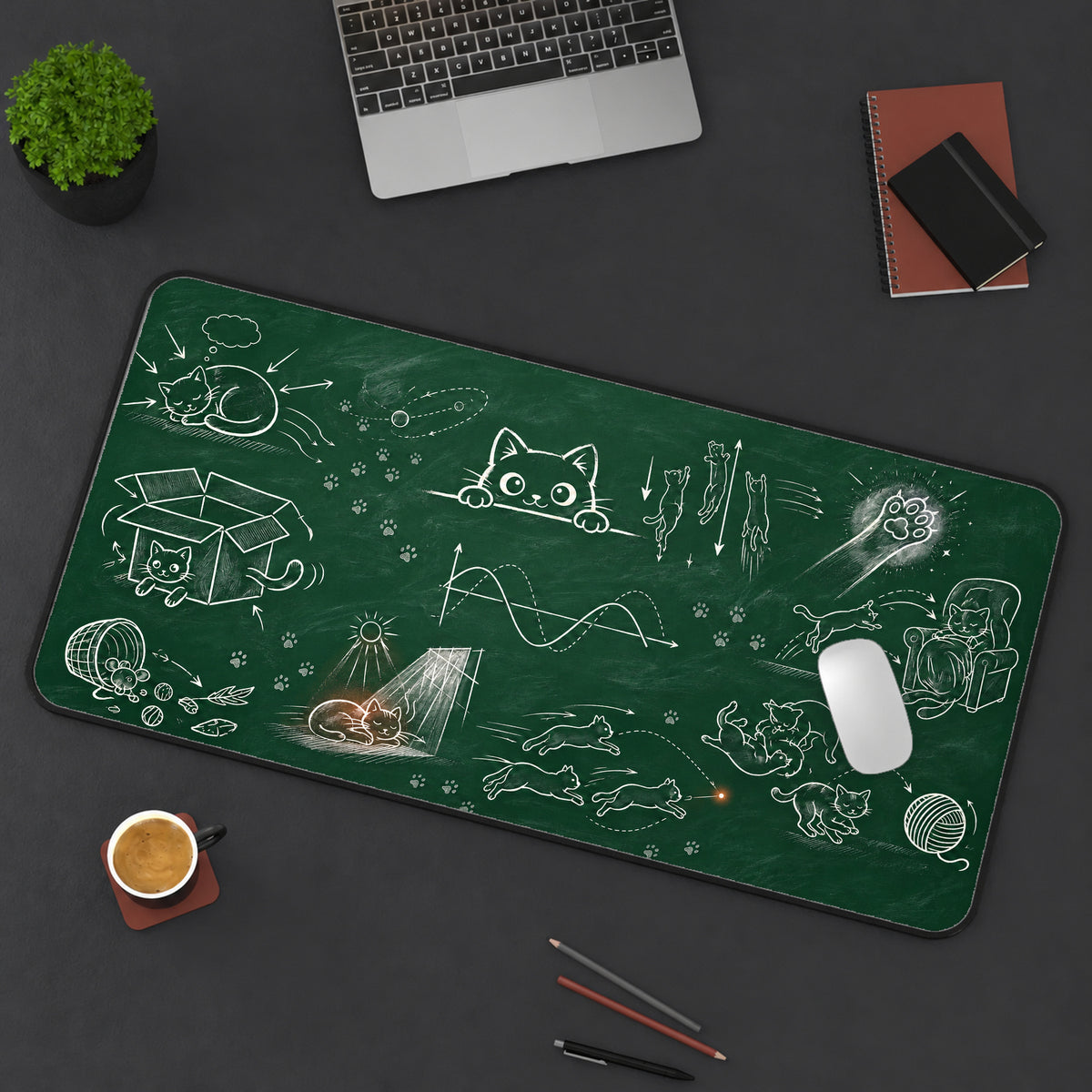 Chalkboard Cat Physics Desk Mat — product mockup 3