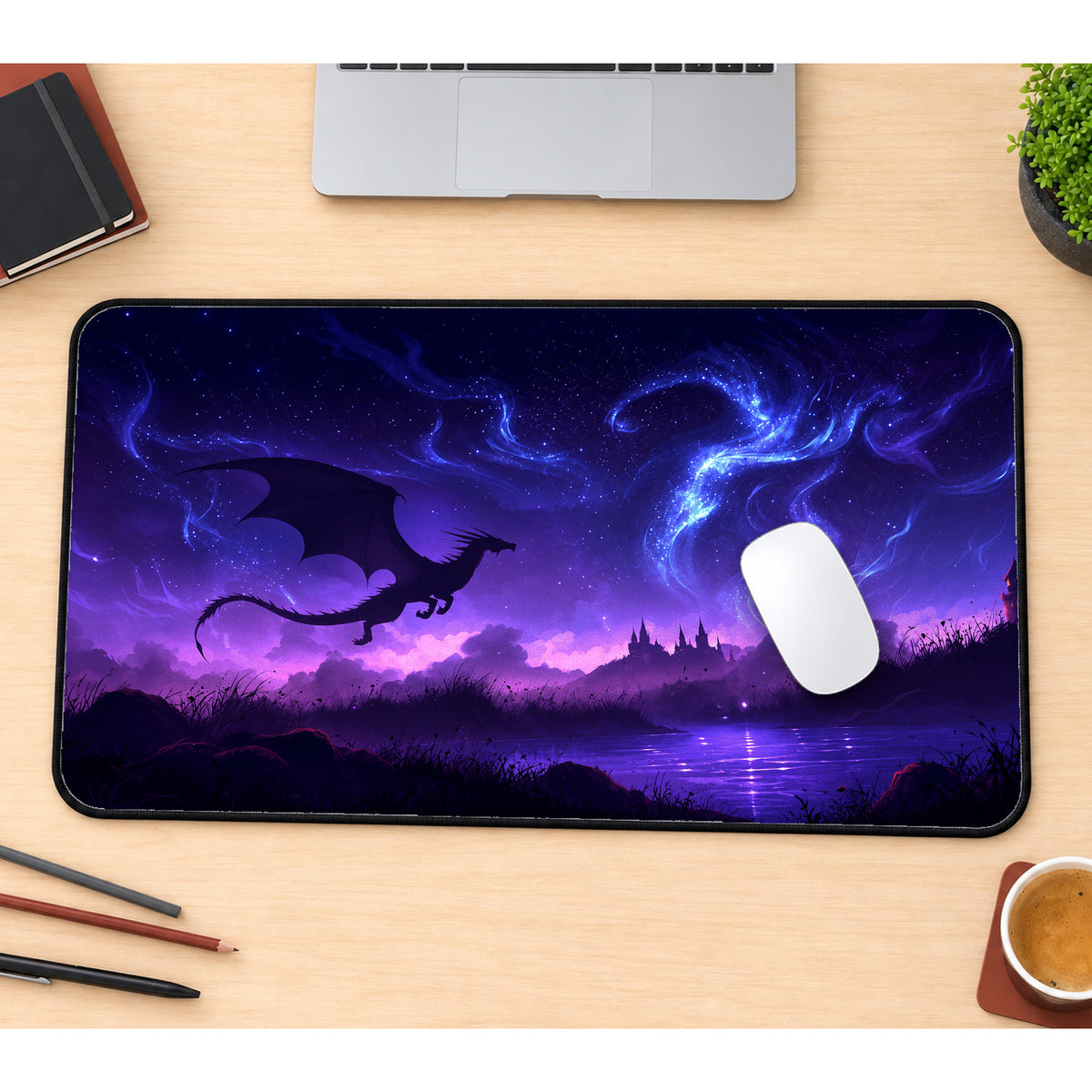 Purple Aurora Dragon Desk Mat — product mockup 1