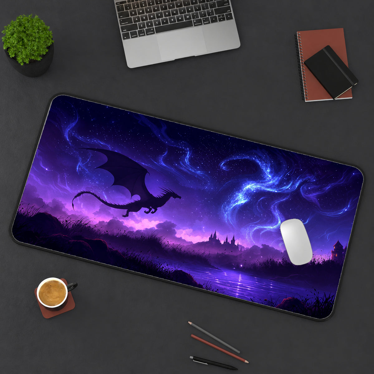 Purple Aurora Dragon Desk Mat — product mockup 3