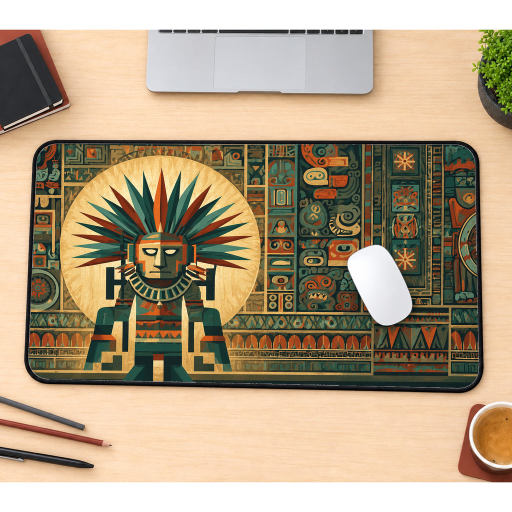 Aztec Temple Guardian Desk Mat — product mockup 1