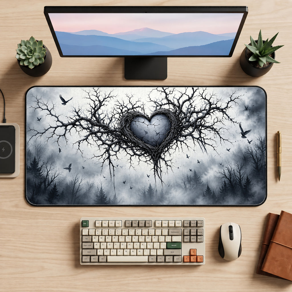 Thorny Gothic Heart Desk Mat — product mockup 2