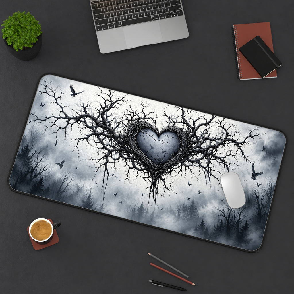 Thorny Gothic Heart Desk Mat — product mockup 3