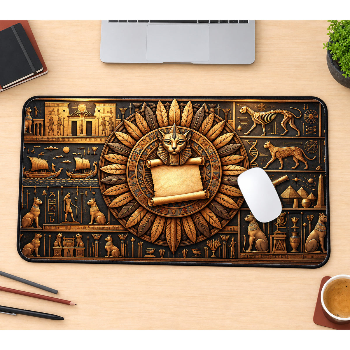 Ancient Egyptian Cat Desk Mat — product mockup 1