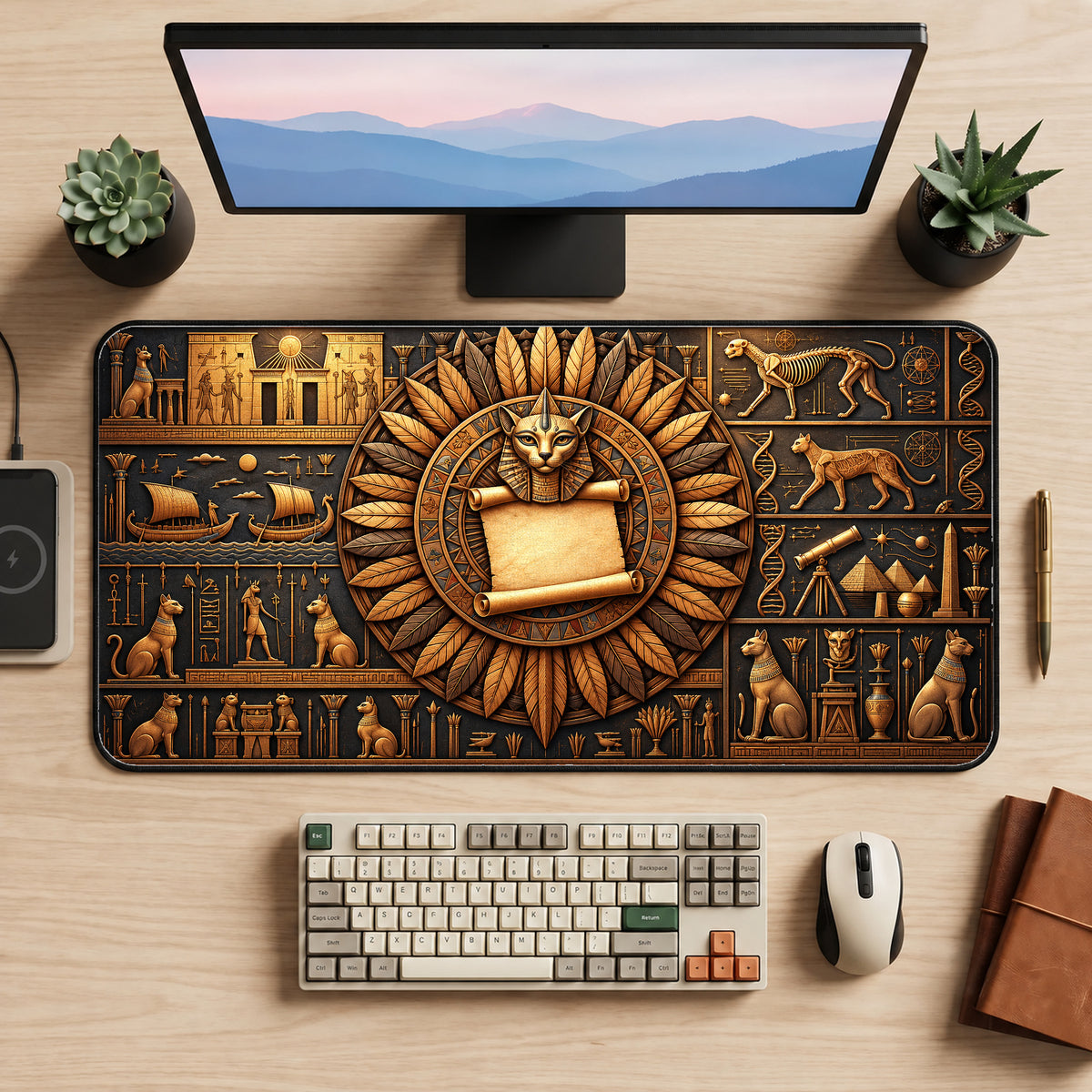Ancient Egyptian Cat Desk Mat — product mockup 2