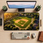 Baseball Themed Desk Mat Mousepad For Baseball Fans - Baseball Field Overhead View - Oversized Desk pad Mouse Pad - Gift for Son or Husband — workspace mockup 1