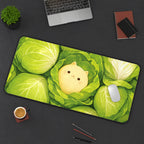 Kawaii Cat in Cabbage desk mat — workspace mockup 3