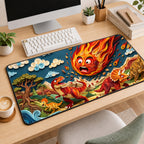 Kawaii Desk Mat Mousepad Featuring Funny Dinosaur Apocalypse Scene — workspace mockup 2