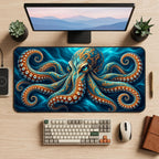 Large Mouse Pad, Dazzling Octopus Large Desk Mat, XL Desk Pad, Cute Mousepad, Aesthetic Desk Protector, Kawaii Deskmat — workspace mockup 1