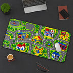 Retro Kids Map Desk Mat, 90s Nostalgia Play Carpet Mouse Pad, XL Gaming Mousepad — workspace mockup 3