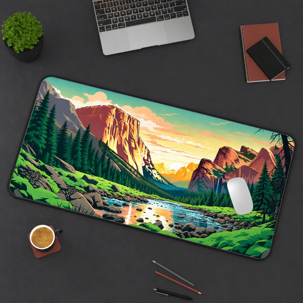 Yosemite National Park, Kawaii Mousepad, Cute Desk Decor, Yosemite Desk Mat, Large Gaming Mousepd XL, Gamer Mouse Pad — workspace mockup 3